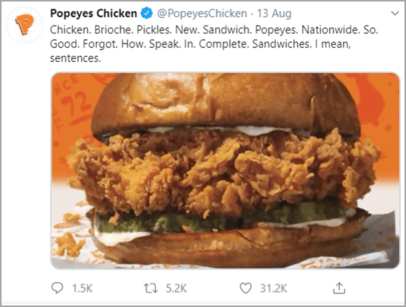 Popeyes Chicken Twitter Promotion Campaign for social data